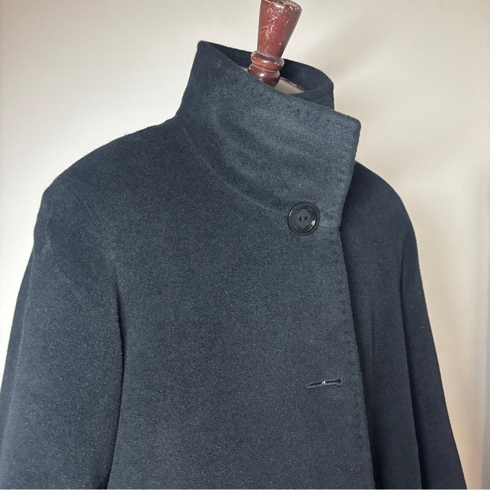 $1200 Designer Cinzia Rocca Angora‎ Wool Coat Flared Black Peacoat Italy - Picture 14 of 15